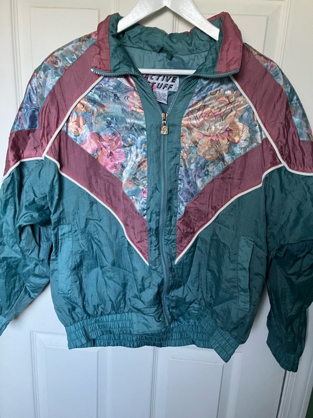 Teal & Mauve Floral Windbreaker Jacket